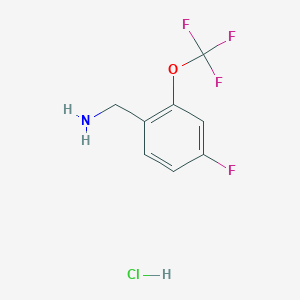 molecular formula C8H8ClF4NO B13089411 (4-Fluoro-2-(trifluoromethoxy)phenyl)methanamine hydrochloride 