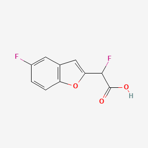 molecular formula C10H6F2O3 B13089428 2-Fluoro-2-(5-fluoro-1-benzofuran-2-yl)acetic acid 