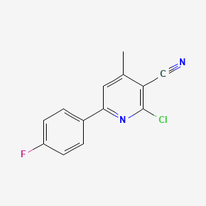 molecular formula C13H8ClFN2 B13089522 2-Chloro-6-(4-fluorophenyl)-4-methylnicotinonitrile 