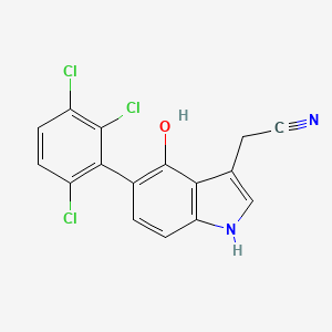 molecular formula C16H9Cl3N2O B13089554 4-Hydroxy-5-(2,3,6-trichlorophenyl)indole-3-acetonitrile 