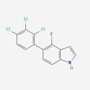 molecular formula C14H7Cl3FN B13089570 4-Fluoro-5-(2,3,4-trichlorophenyl)indole 