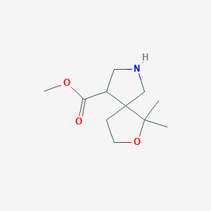 molecular formula C11H19NO3 B13089605 Methyl 1,1-dimethyl-2-oxa-7-azaspiro[4.4]nonane-9-carboxylate 