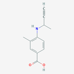 molecular formula C12H13NO2 B13089624 4-[(But-3-yn-2-yl)amino]-3-methylbenzoic acid 