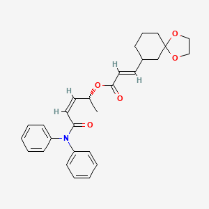 molecular formula C28H31NO5 B13089712 (E)-(R,Z)-5-(Diphenylamino)-5-oxopent-3-en-2-yl 3-(1,4-dioxaspiro[4.5]decan-7-yl)acrylate 