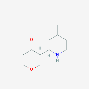 molecular formula C11H19NO2 B13089787 3-(4-Methylpiperidin-2-yl)oxan-4-one 