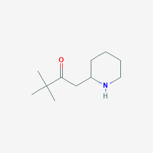 molecular formula C11H21NO B13089794 3,3-Dimethyl-1-(piperidin-2-yl)butan-2-one 