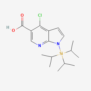 molecular formula C17H25ClN2O2Si B13089922 4-chloro-1-(triisopropylsilyl)-1H-pyrrolo[2,3-b]pyridine-5-carboxylic acid CAS No. 1086423-46-2