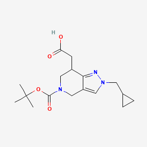 molecular formula C17H25N3O4 B13089945 2-(5-(tert-Butoxycarbonyl)-2-(cyclopropylmethyl)-4,5,6,7-tetrahydro-2H-pyrazolo[4,3-c]pyridin-7-yl)acetic acid 