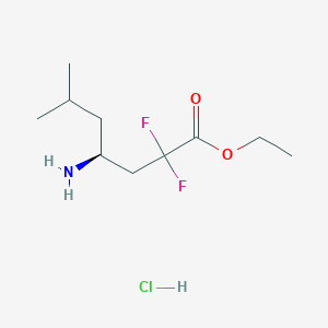 molecular formula C10H20ClF2NO2 B13090001 (S)-Ethyl 4-amino-2,2-difluoro-6-methylheptanoate hydrochloride 