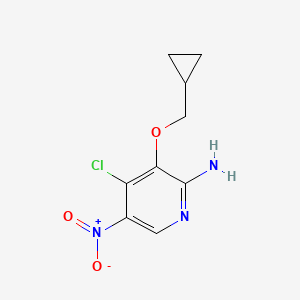 molecular formula C9H10ClN3O3 B13090002 4-Chloro-3-(cyclopropylmethoxy)-5-nitropyridin-2-amine 