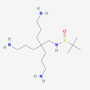 molecular formula C15H36N4OS B13090072 N-(5-Amino-2,2-bis(3-aminopropyl)pentyl)-2-methylpropane-2-sulfinamide 