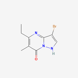 molecular formula C9H10BrN3O B13090108 3-bromo-5-ethyl-6-methyl-4H,7H-pyrazolo[1,5-a]pyrimidin-7-one 