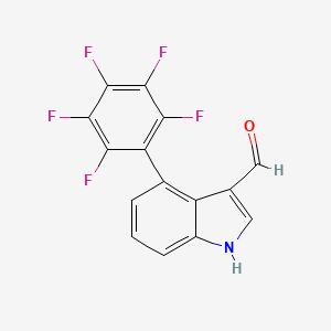 molecular formula C15H6F5NO B13090129 4-(Perfluorophenyl)-1H-indole-3-carbaldehyde 