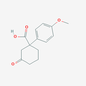 molecular formula C14H16O4 B13090132 1-(4-Methoxyphenyl)-3-oxocyclohexanecarboxylic acid 