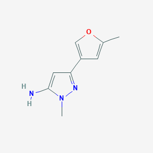 molecular formula C9H11N3O B13090138 1-Methyl-3-(5-methylfuran-3-yl)-1H-pyrazol-5-amine 