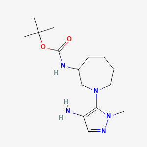 molecular formula C15H27N5O2 B13090399 tert-Butyl (1-(4-amino-1-methyl-1H-pyrazol-5-yl)azepan-3-yl)carbamate 