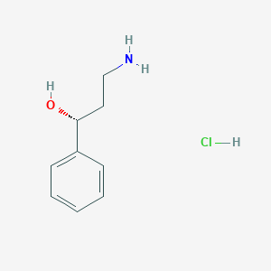 molecular formula C9H14ClNO B13090415 (1R)-3-amino-1-phenylpropan-1-ol;hydrochloride 