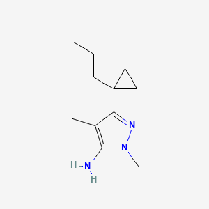 molecular formula C11H19N3 B13090458 1,4-Dimethyl-3-(1-propylcyclopropyl)-1H-pyrazol-5-amine 