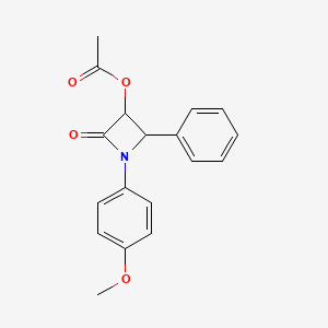 molecular formula C18H17NO4 B13090596 1-(4-Methoxyphenyl)-2-oxo-4-phenylazetidin-3-yl acetate 