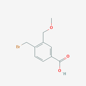 molecular formula C10H11BrO3 B13090622 4-(Bromomethyl)-3-(methoxymethyl)benzoic acid 