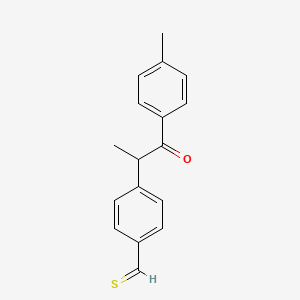 molecular formula C17H16OS B13090628 4-[1-(4-Methylphenyl)-1-oxopropan-2-yl]thiobenzaldehyde 