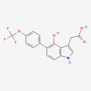 molecular formula C17H12F3NO4 B13090636 4-Hydroxy-5-(4-(trifluoromethoxy)phenyl)indole-3-acetic acid 