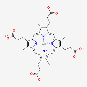 copper;hydron;3-[7,12,17-tris(2-carboxylatoethyl)-3,8,13,18-tetramethylporphyrin-21,23-diid-2-yl]propanoate