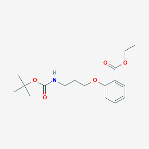 molecular formula C17H25NO5 B13091341 Ethyl 2-(3-((tert-butoxycarbonyl)amino)propoxy)benzoate 