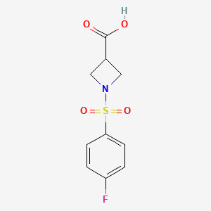 molecular formula C10H10FNO4S B1309176 1-(4-氟苯磺酰基)氮杂环丁烷-3-羧酸 CAS No. 866043-35-8