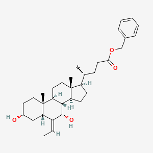 molecular formula C33H48O4 B13092049 (R)-Benzyl 4-((3R,5R,7S,8S,9S,10R,13R,14S,17R,E)-6-ethylidene-3,7-dihydroxy-10,13-dimethylhexadecahydro-1H-cyclopenta[a]phenanthren-17-yl)pentanoate 