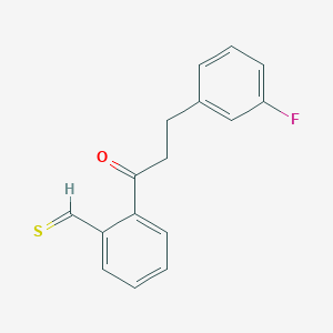 molecular formula C16H13FOS B13092231 2-[3-(3-Fluorophenyl)propanoyl]thiobenzaldehyde 