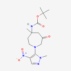 tert-Butyl (4-methyl-1-(1-methyl-4-nitro-1H-pyrazol-5-yl)-6-oxoazepan-4-yl)carbamate