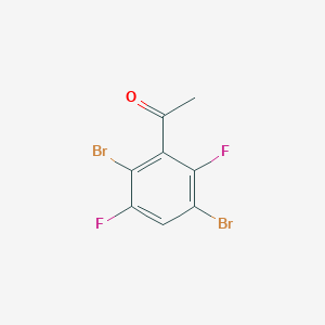 molecular formula C8H4Br2F2O B13092281 1-(2,5-Dibromo-3,6-difluorophenyl)ethanone 