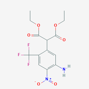 molecular formula C14H15F3N2O6 B13092326 Diethyl 2-(5-amino-4-nitro-2-(trifluoromethyl)phenyl)malonate 