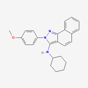 molecular formula C24H25N3O B13092405 2H-Benz[g]indazol-3-amine, N-cyclohexyl-2-(4-methoxyphenyl)- CAS No. 89020-76-8