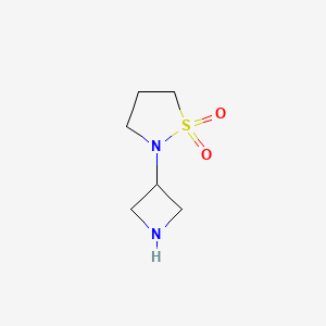 molecular formula C6H12N2O2S B13092651 2-(Azetidin-3-yl)-1lambda6,2-thiazolidine-1,1-dione 