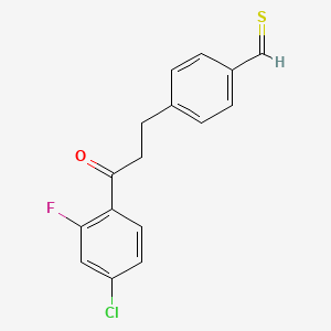 4-[3-(4-Chloro-2-fluorophenyl)-3-oxopropyl]thiobenzaldehyde