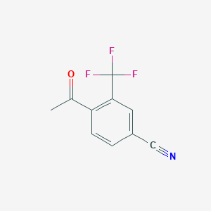 molecular formula C10H6F3NO B13092716 4-Acetyl-3-(trifluoromethyl)benzonitrile 