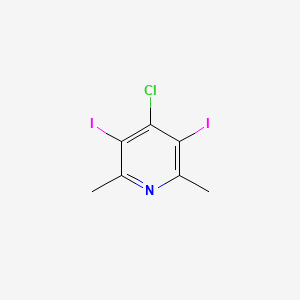 molecular formula C7H6ClI2N B13093009 4-Chloro-3,5-diiodo-2,6-dimethylpyridine 