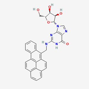 molecular formula C31H25N5O5 B13093012 Guanosine, N-(benzo(a)pyren-6-ylmethyl)- CAS No. 70682-28-9