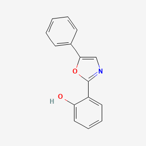 molecular formula C15H11NO2 B13093083 2-(5-Phenyloxazol-2-YL)phenol CAS No. 103656-73-1