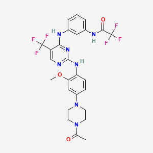 molecular formula C26H25F6N7O3 B13093247 N-(3-((2-((4-(4-Acetylpiperazin-1-yl)-2-methoxyphenyl)amino)-5-(trifluoromethyl)pyrimidin-4-yl)amino)phenyl)-2,2,2-trifluoroacetamide 