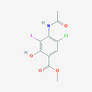 molecular formula C10H9ClINO4 B130933 Methyl 4-acetamido-5-chloro-2-hydroxy-3-iodobenzoate CAS No. 143878-24-4
