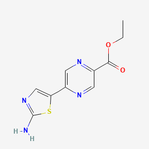 molecular formula C10H10N4O2S B13093440 Ethyl 5-(2-aminothiazol-5-yl)pyrazine-2-carboxylate 