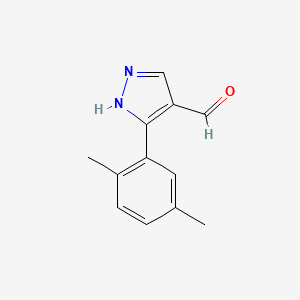 molecular formula C12H12N2O B1309365 3-(2,5-二甲苯基)-1H-吡唑-4-甲醛 CAS No. 720696-71-9