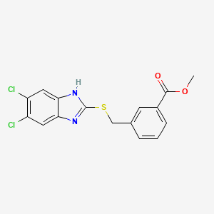 molecular formula C16H12Cl2N2O2S B13093817 Methyl 3-(((5,6-dichloro-1H-benzo[d]imidazol-2-yl)thio)methyl)benzoate 