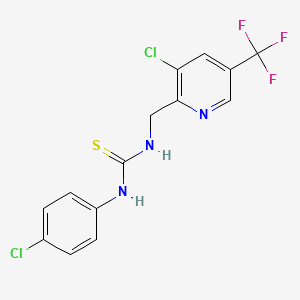 molecular formula C14H10Cl2F3N3S B13094018 1-((3-Chloro-5-(trifluoromethyl)pyridin-2-yl)methyl)-3-(4-chlorophenyl)thiourea 