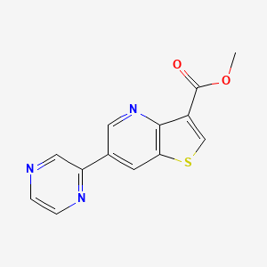 molecular formula C13H9N3O2S B13094062 Methyl 6-(pyrazin-2-YL)thieno[3,2-B]pyridine-3-carboxylate CAS No. 959245-23-9