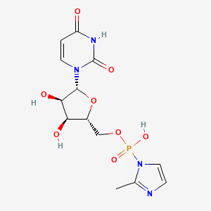 molecular formula C13H17N4O8P B13094083 ((2R,3S,4R,5R)-5-(2,4-Dioxo-3,4-dihydropyrimidin-1(2H)-yl)-3,4-dihydroxytetrahydrofuran-2-yl)methylhydrogen(2-methyl-1H-imidazol-1-yl)phosphonate 