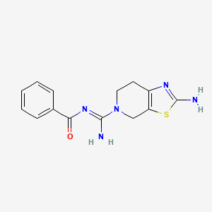 molecular formula C14H15N5OS B13094330 (E)-N-(Amino(2-amino-6,7-dihydrothiazolo[5,4-c]pyridin-5(4H)-yl)methylene)benzamide 